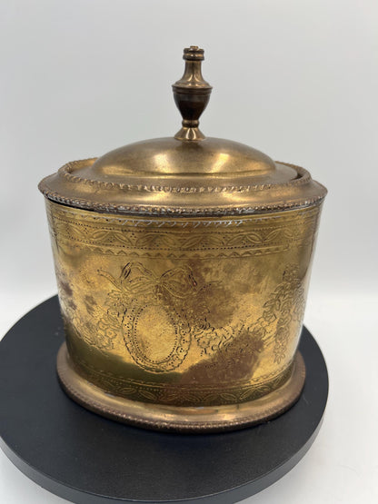 Vintage Engraved Brass Tea Caddy