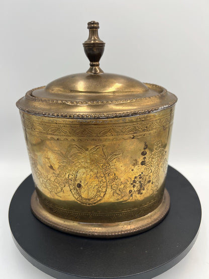 Vintage Engraved Brass Tea Caddy