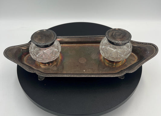 Mappin & Webb Sterling Silver & Crystal Inkwell