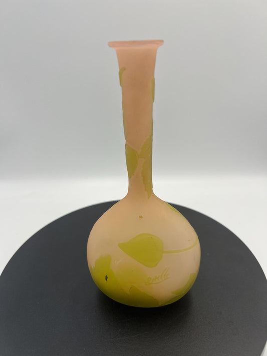 Emile Galle Cameo Glass Banjo Vase