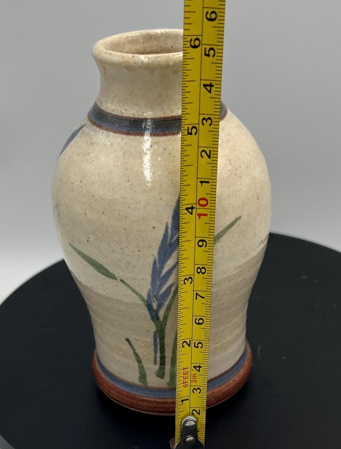 Vintage Speckled Floral Studio Pottery Bud Vase