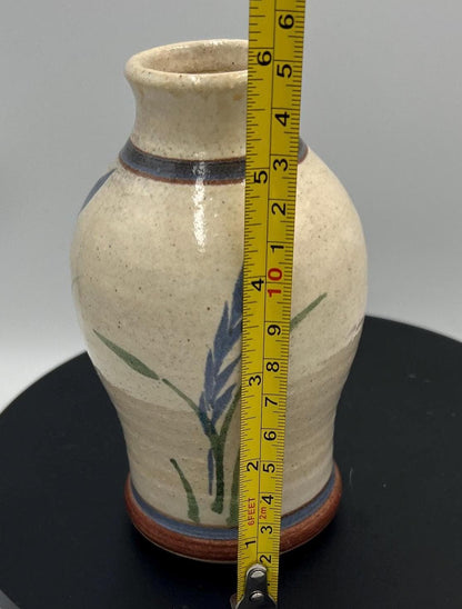 Vintage Speckled Floral Studio Pottery Bud Vase