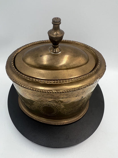 Vintage Engraved Brass Tea Caddy
