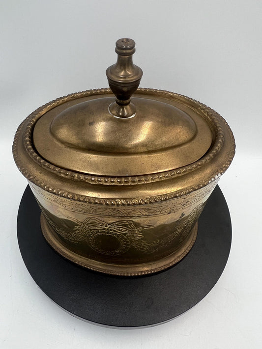 Vintage Engraved Brass Tea Caddy