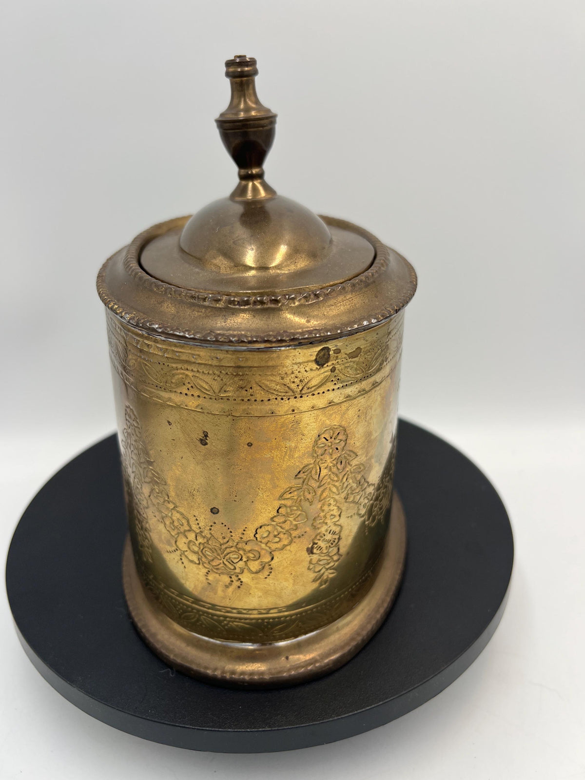 Vintage Engraved Brass Tea Caddy