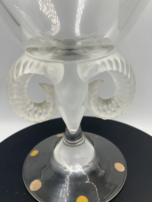 Lalique France Aries Footed Vase