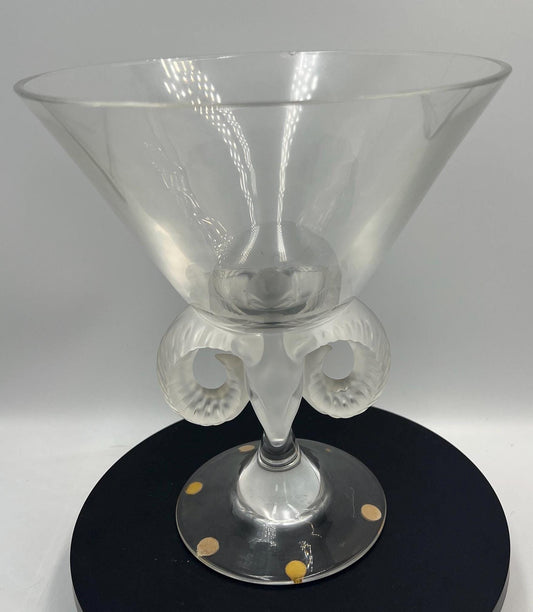 Lalique France Aries Footed Vase